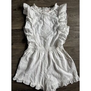 Tutu du Monde White Lace Girls Romper With Pockets Size 12